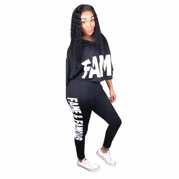 

women's two piece pants autumn fashion letter sweater suit printed hooded casual two-piece chandal mujer ladies cm281 s-2xl, White