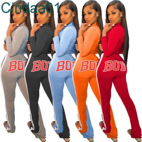 

women tracksuits two piece set designer zipper jacket long sleeve coat skinny pants letters printed casual sports femme clothes, Gray