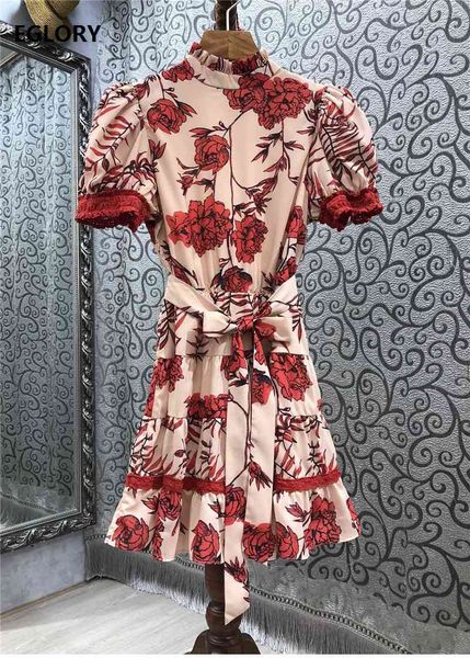 

dresses summer fashion club ladies red rose floral print short sleeve slim fit a-line casual cotton mini, Black;gray