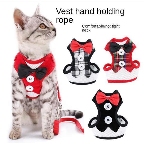 

cat collars & leads pet products bow dress leash chest strap set vest dog