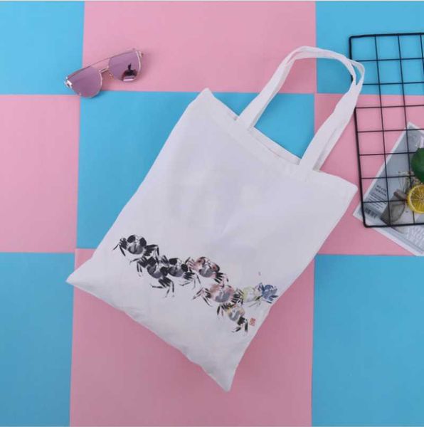 

gift wrap folding shopping bag eco-friendly reusable portable shoulder fashion chinese ink painting customizable logo advertising slogan