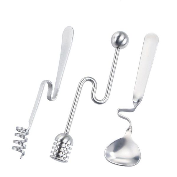 

spoons 3pcs/set stainless steel honey dipper syrup stick server for pot jar containers household kitchen tools