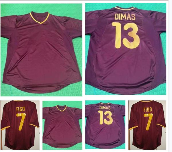 

retro soccer jersey 2000 classic football shirt vintage camisa de futebol 00 home red #7 figo #10 rui costa c.ronaldo 21 nuno comes #13 dima, Black;yellow