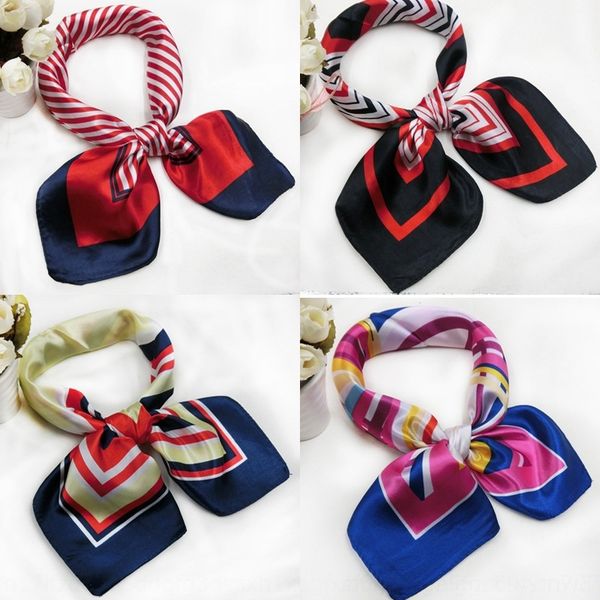 

2xU professional bank stewardess hotel work uniform cravat ties simulation variety gift small square work clothes silk 60 silk scarf small, Black;gray