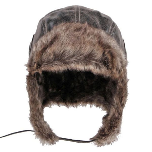 

berets 2021 winter men women plus velvet fluff warm bomber hats cold proof thermal earmuffs cap imitation leather couple ski, Blue;gray