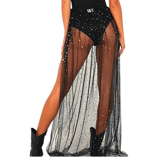 

skirts 2021 beachwear skirt birthday sequins elastic waist wrap gymnasium, Black