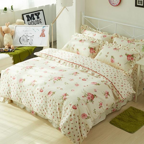 

bedding sets 100% cotton korean four-piece bed linen, pure student dormitory 1.2 three-piece quilt 1.5/1.8