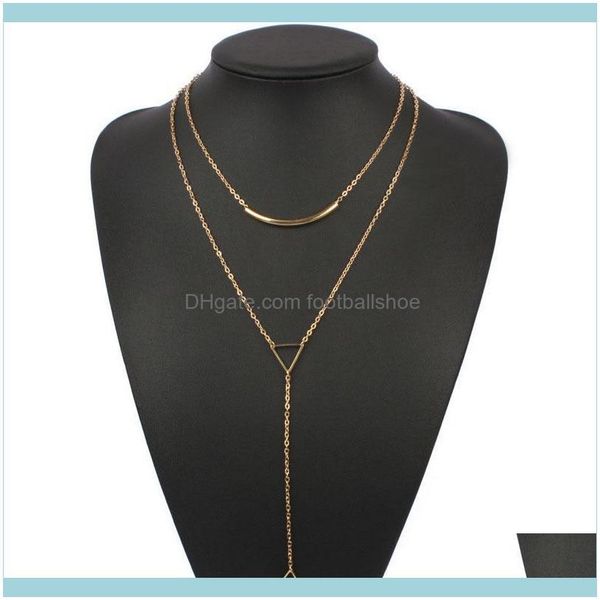 

& pendants jewelrygeometry necklace jewelry triangle tube for women double layered necklaces chains drop delivery 2021 m6fsc, Silver
