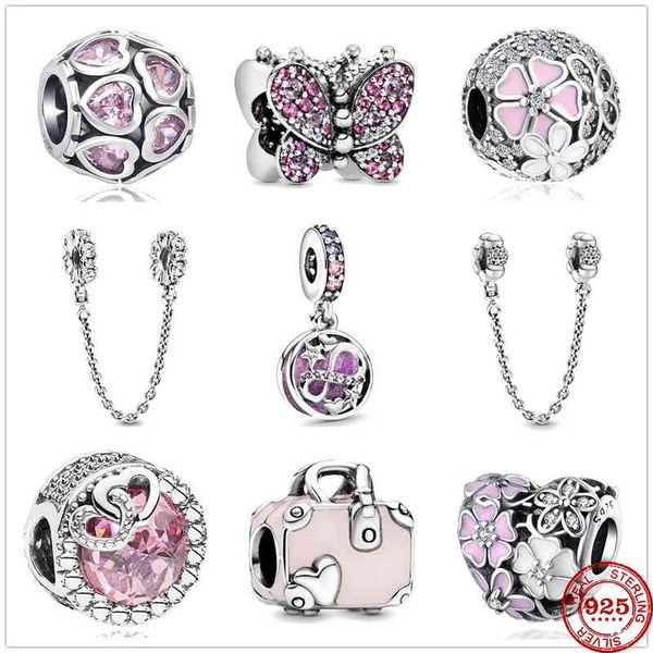 

925 sterling silver infinity hearts & stars pendant diy fine beads pav safety chain charm fit original pandora bracelet, Golden;silver