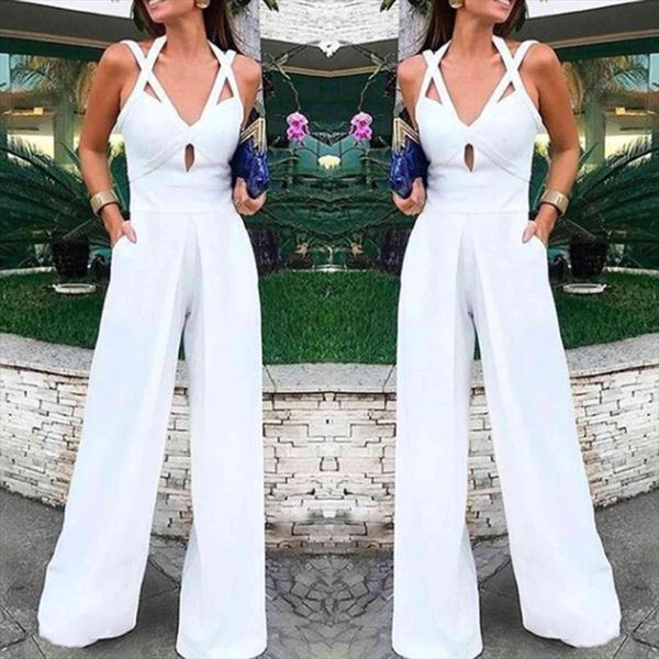 

bodycon bodysuit white lace womens jumpsuits up solid color loose one piece romper overalls party playsuit female, Black;white