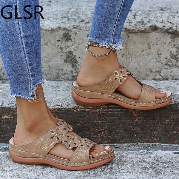 

summer sandals 2021 flower comfy slip on ladies flat casual shoes 35-43 larged-size female beach slippers slides, Black