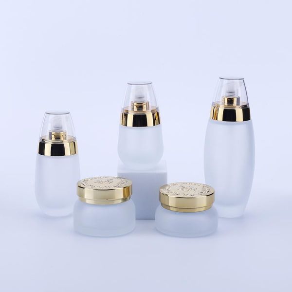 

storage bottles & jars 3pcs clear frosted glass emulsion refillable empty cosmetic jar pot eye shadow face cream container 30ml 50g
