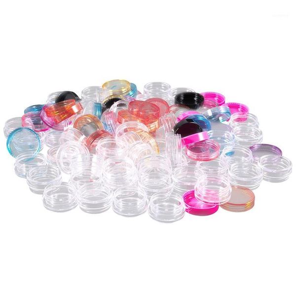 

storage bottles & jars 50 pieces plastic pot empty cosmetic container with lid for creams sample make-up storage, 5 g, 10 colors