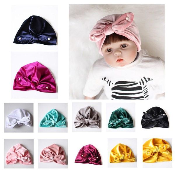

infant solid cap baby girls hats with ears pearl hat born a26 caps &, Yellow