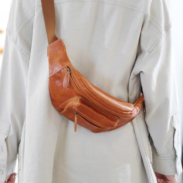 

hbp aetoo chest bags, female leather hundred trendy waist bag, dual-use retro crossbody