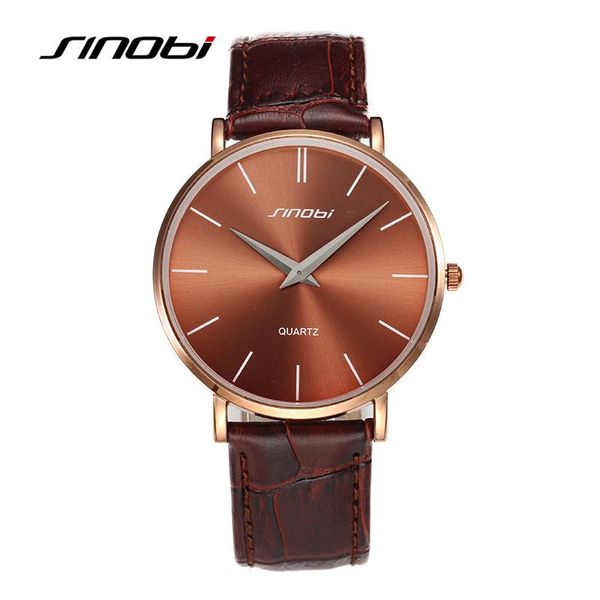 

wristwatches sinobi brand men's watch fashion simple quartz waterproof leather sports watches mens clock relogio masculino, Slivery;brown