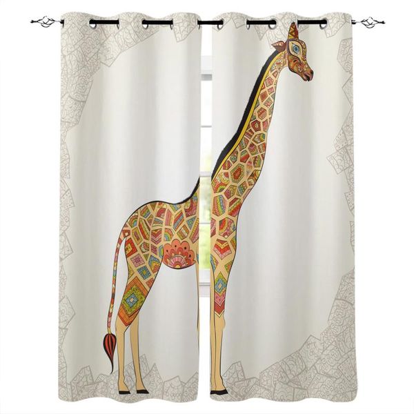 

giraffe retro flowers paper cut window treatments curtains valance blinds bedroom kids room decor curtain & drapes