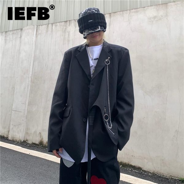 

men's suits & blazers iefb high street design black suit jacket for men 2021 fashion long sleeve blazer loose chic autumn coats with ch, White;black