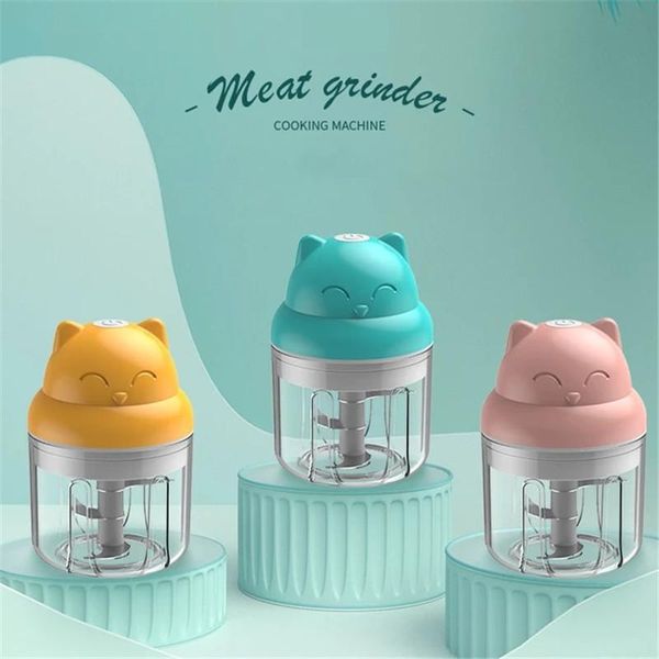

food processors cat style chopper 100ml/250ml electric garlic press masher usb charging vegetable fruit cutter crusher kitchen accessories