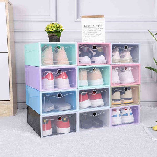 Fold Plastik Ayakkabı Kılıfı Kalınlaşmış Şeffaf Çekmece Kutuları İstiflenebilir Kutu Organizatör Kutusu