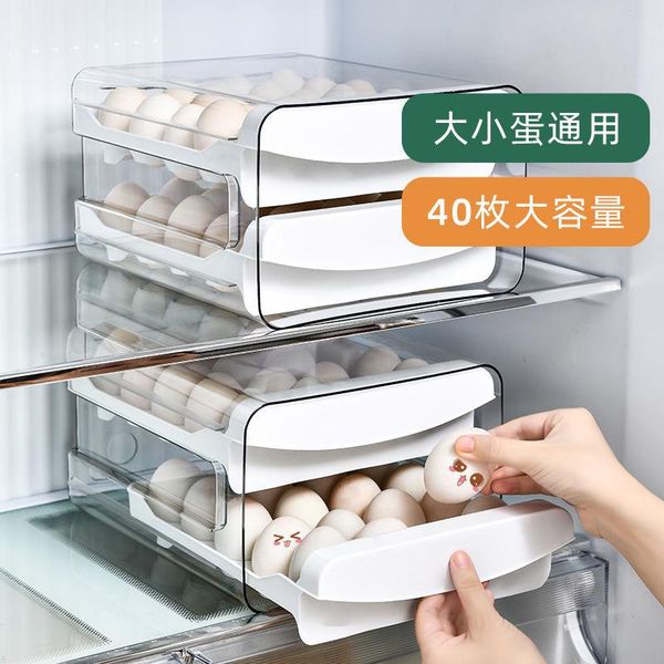 

storage bottles & jars egg box drawer type fresh-keeping boxed tray can stack double rack plastic container