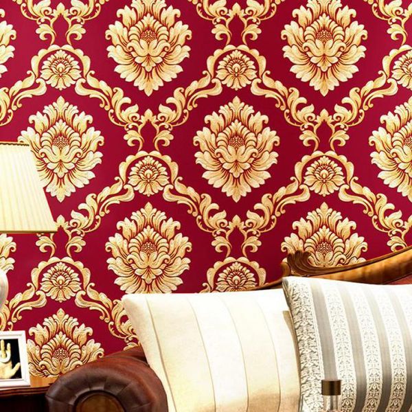 

wallpapers pvc waterproof embossed european 3d stereo wallpaper luxury living room bedroom damascus flower el tv background wall 10 m