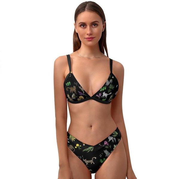 

one-piece suits cat bikini swimsuit colaless print summer swimwear teenage 2 piece bathing suit