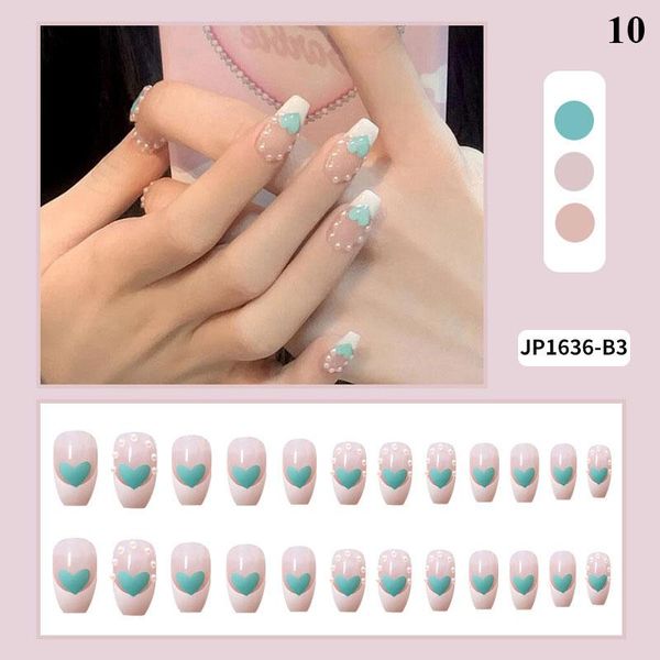 

false nails 24pcs french style fake long paragraph for manicure patch wearable nail tips with glue art decor, Red;gold