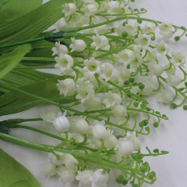 

decorative flowers & wreaths artificial wedding party office home garden decoration flower realistic lily of the valley plastic white 7-pitc