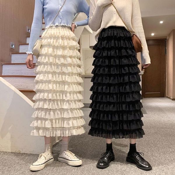 

skirts 2021 spring summer autumn women gothic fashion casual skirt woman female ol cake 108, Black