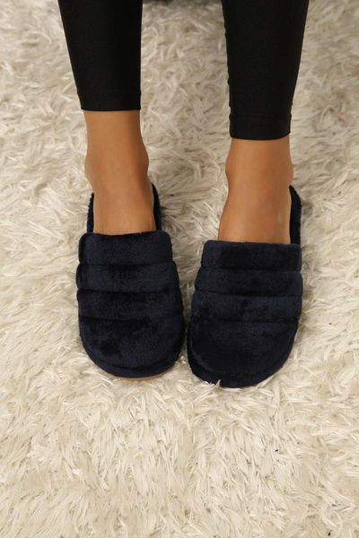 

women's navy blue home slipper slippers, Black