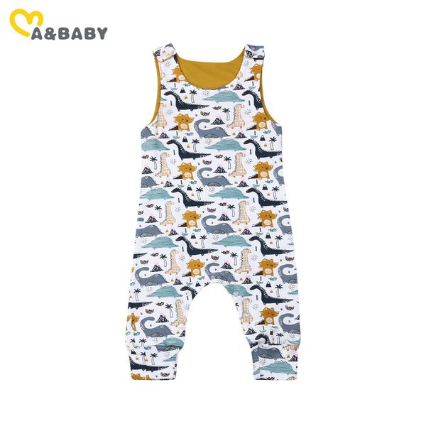 

0-24m born infant baby boy dinosaur rompers animal print sleeveless overalls jumpsuit toddler summer clothing 210515, Blue