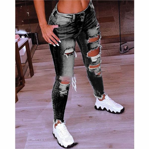

pants women's jeans ladies low-waist button solid hip slim lady ripped stretch outdoor 2021 fashion plus size s-5xl, Blue