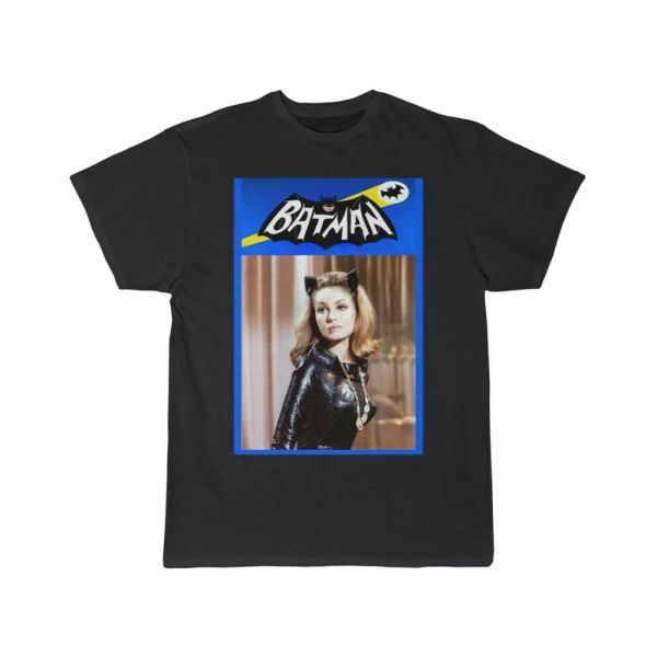 

bat man 1966 catwoman men's short sleeve tee, White;black