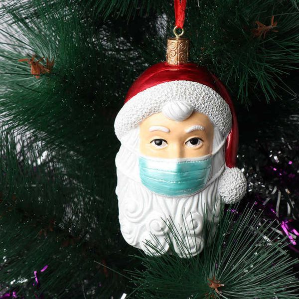 

oration old man's mask, christmas tree, paper towel, blsing pendant, ornament
