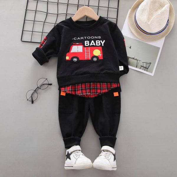

clothing sets baby boy clothes spring autumn cute cartoon car long-sleeve sweater trousers 2-piece casual sports suit kid, White