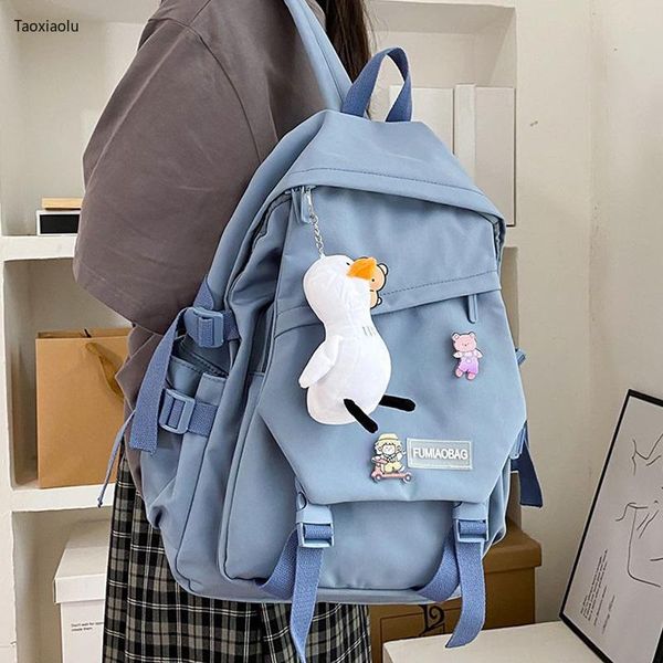 

backpack classic fashion waterproof travel bag women nylon lapfor girl high school student men black bookbag mochila