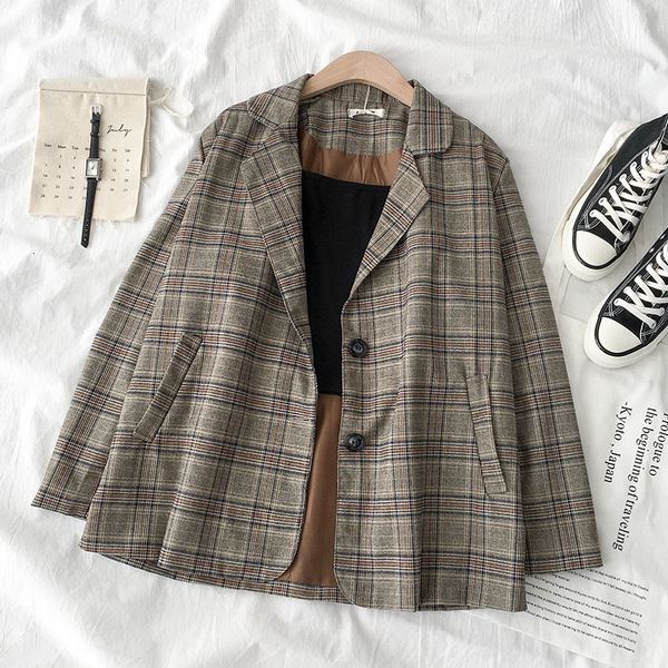 

women's suits & blazers mode plaid jacket spring and autumn korean version female pllr, White;black