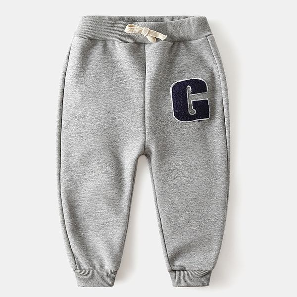 

fashion boy kids winter pants drawstring thicken velvet warm trousers letter sports baby outfits children clothes for 2-6yrs, Blue