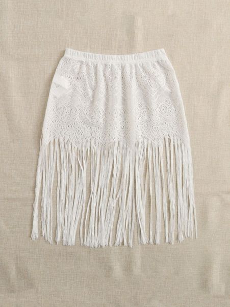 

fringe hem cover up skirt 39wc#, White;black