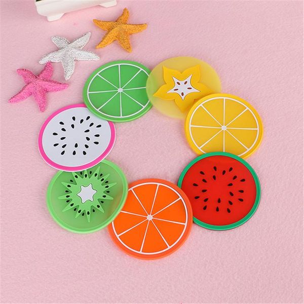 

non slip coasters heat insulation colorful unique slice silicone drink cup mat for drinks prevent furniture and tablemats & pads