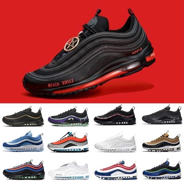 

mschf lil nas satan luke inri jesus 97 mens running shoes fashion triple black white undefeated university red 97s men women trainer sports