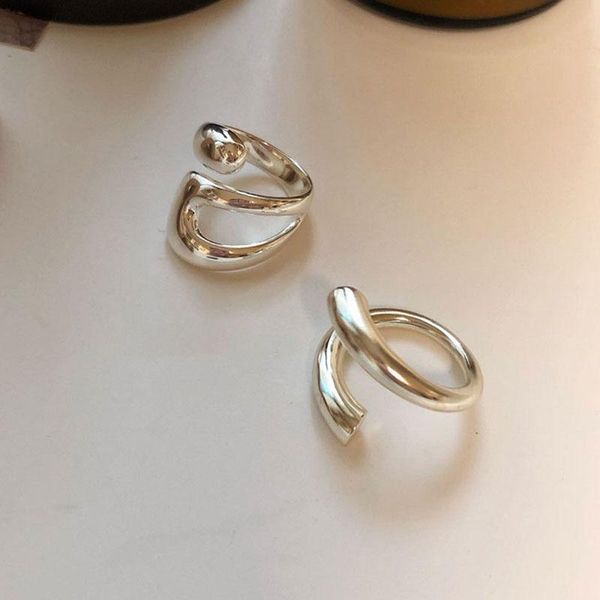 

cluster rings 2021 minimalist 925 sterling silver for women fashion creative hollow irregular geometric birthday party jewelry gifts, Golden;silver