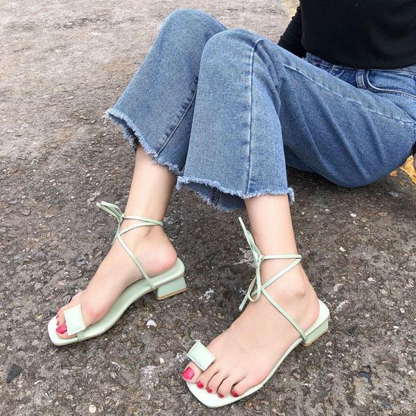 

sandals summer women square heel ladies outdoor slippers strap open toe shoes simple narrow band slides house, Black