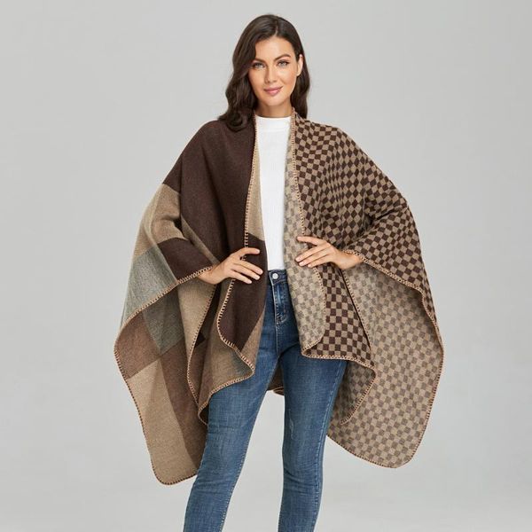 

scarves brand 2021 women winter scarf warmer shawl ladies vintage thick blanket wrap cashmere poncho capes female echarpe pashmina, Blue;gray