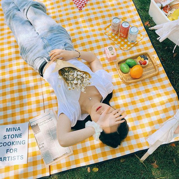 

blankets plaid picnic blanket foldable 160 200 beach mat camping waterproof outdoor portable cloth for outing tent anti-greasy oxford