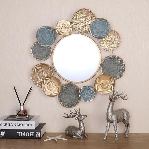 

mirrors european-style living room background wall decoration mirror ironwork dining hanging bathroom