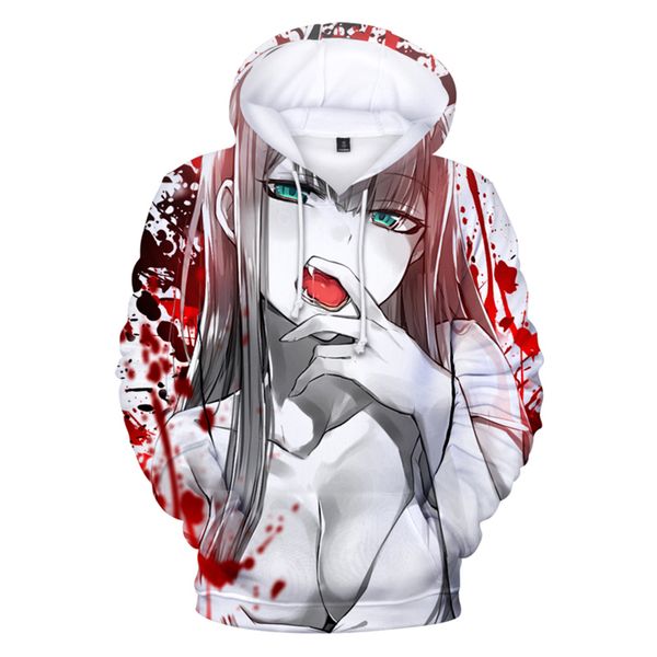 

men's hoodies & sweatshirts darling in the franxx 3d anime zero two hoodie boys girls cute clothes men women streetwear cool pullover p, Black