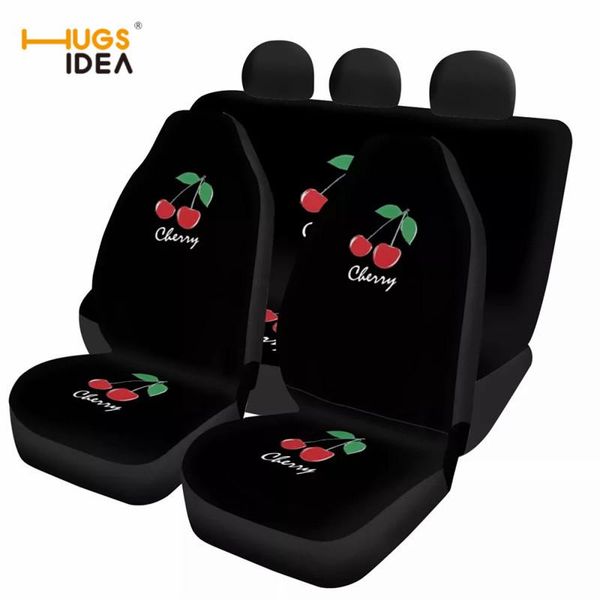 

front/back car seat covers 3d cherry print universal set cute women protector cushion full cover for most chair