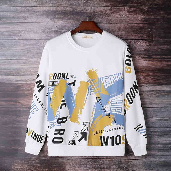 

men's sweater 2021 new round neck pullover bottoming shirt loose korean comfortable sportswear printable, Black